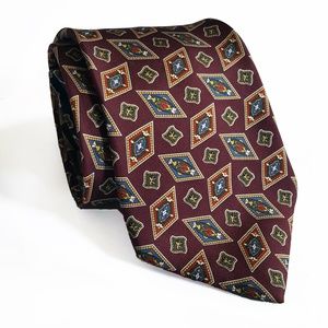 Tommy Hilfiger Vintage Mens Silk Geometric Tie Red